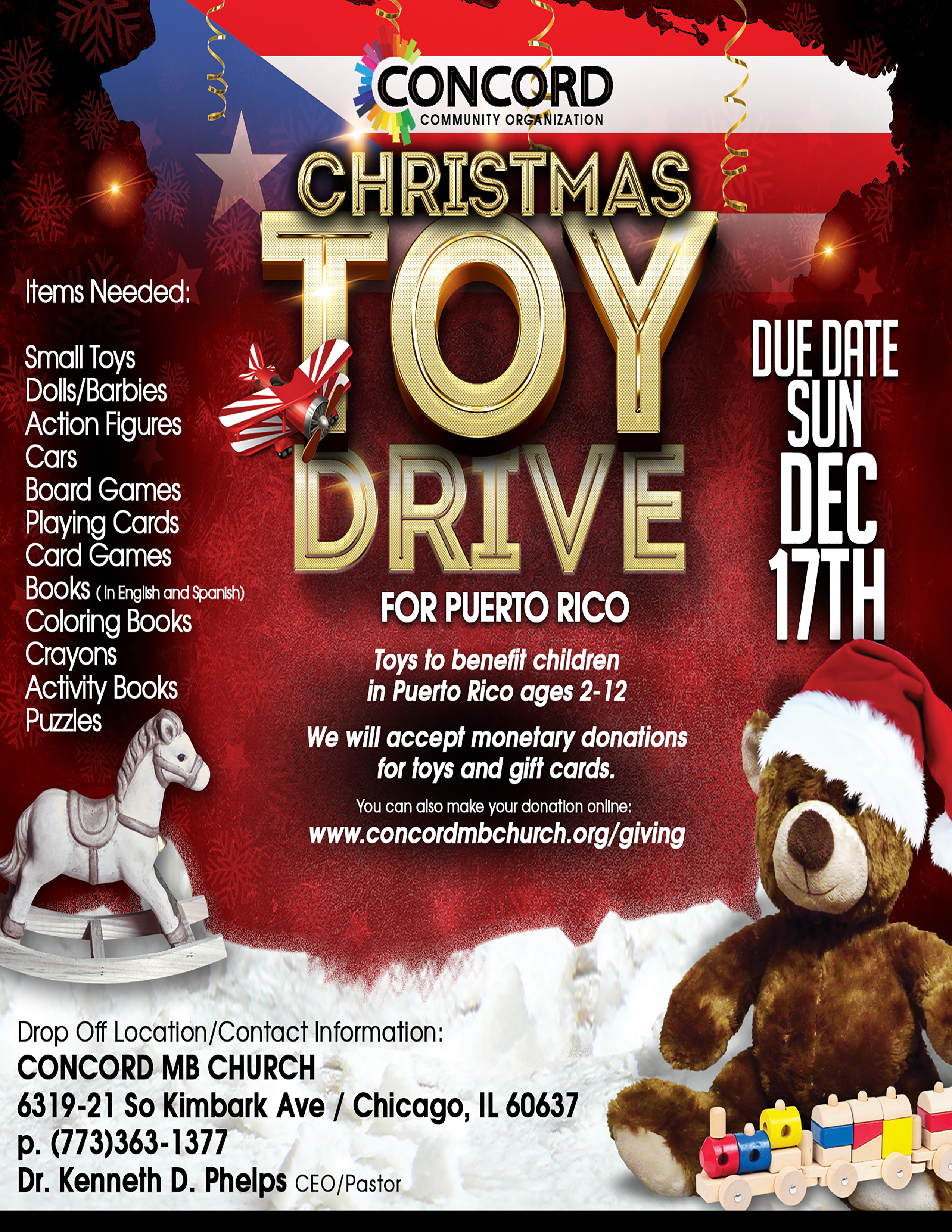 PUERTO RICO TOY DRIVE 8x11